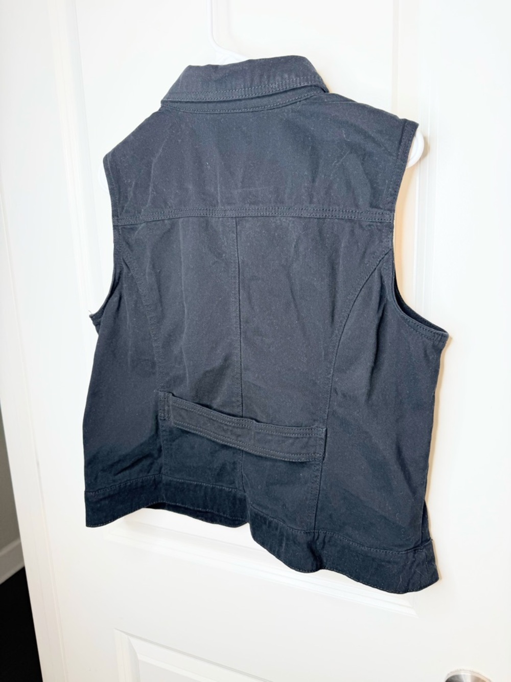 Baccini Black Denim Vest Womens Button Front Stretch Jean Jacket Size L - Picture 5 of 7
